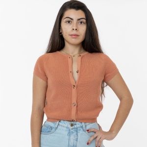 Los Angeles Apparel COTTON RAGLAN SHORT SLEEVE CROPPED SWEATER